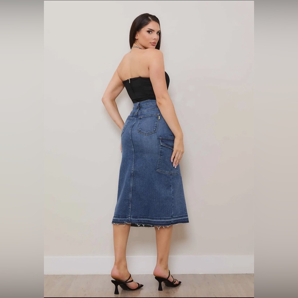 #26 Radiant Denim Midi Skirt - Picture 4 of 7